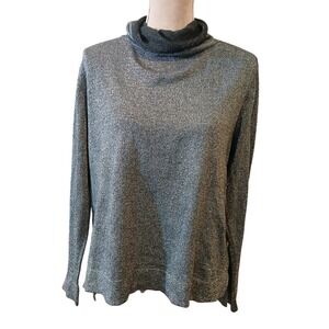 Peruvian Connection Womens Silver Sparkle Turtleneck Long Sleeve Sweater- FLAW